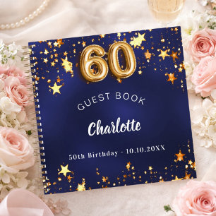 Livre d'or 60e anniversaire étoiles dorées bleu ma
