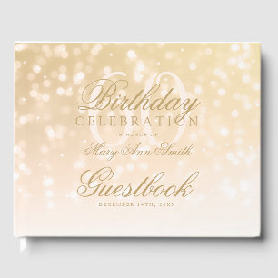Livre d'or 60th Birthday Gold Bokeh Sparkle Lights