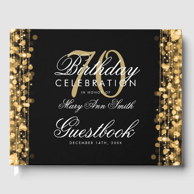Livre d'or 70th Birthday Party Sparkles Gold (Recto)