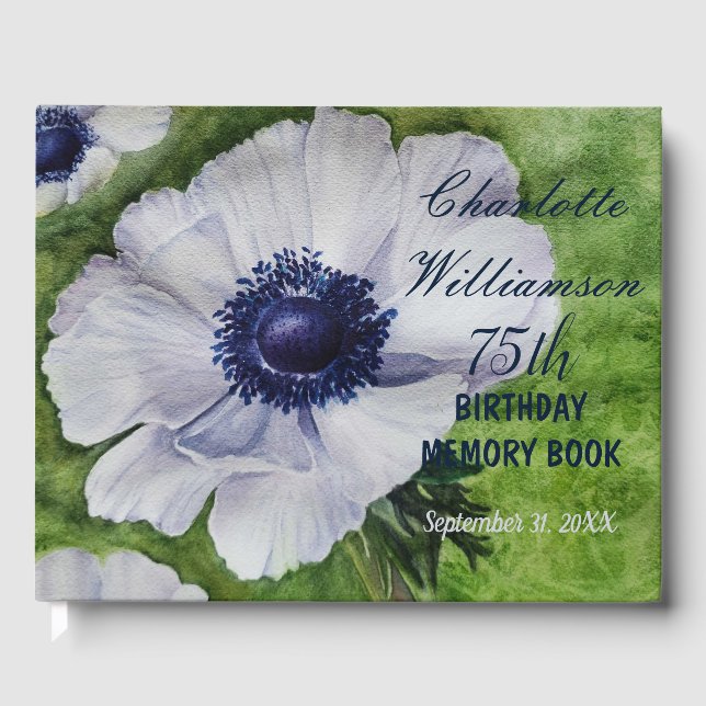Livre D'or 75e Anemone Floral Anniversaire Mémoire (Recto)