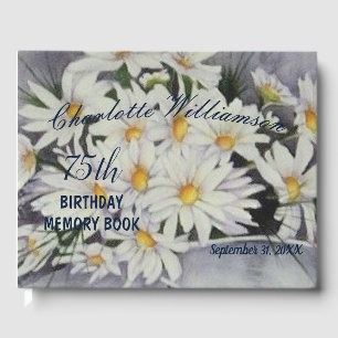 Livre D'or 75e Daisy Bouquet Floral Anniversaire Mémoire