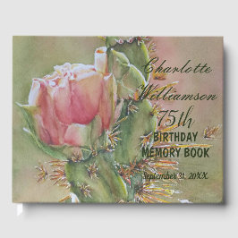 Livre D'or 75ème Peach Cactus Floral Anniversaire Mémoire