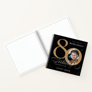 Livre d'or 80e anniversaire Black Gold Calligraphy