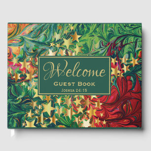 Livre D'or Abstrait Red Green Gold Stars Accueil personnalisé