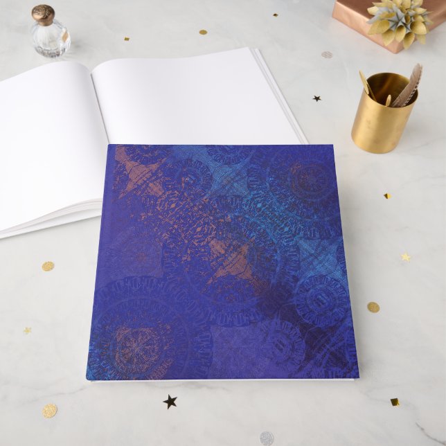 Livre D'or Acceptation | Médaillons de violet violet bleu Ind (Recto ouvert)