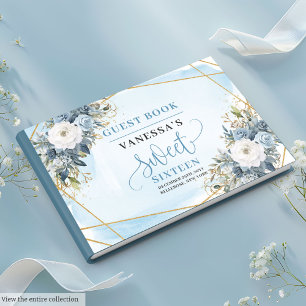 Livre D'or Adorable Pastel Bleu Blanc Sweet sixteen Floral