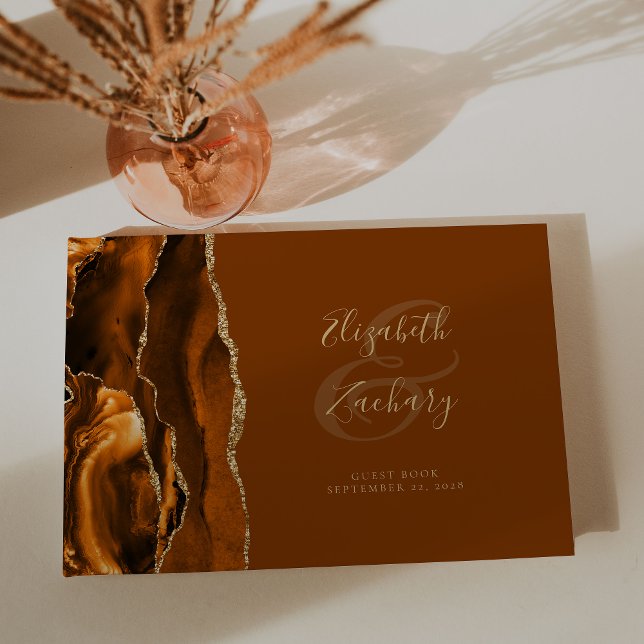 Livre D'or Agate Or Orange Brûlé Moderne Brown (Créateur téléchargé)