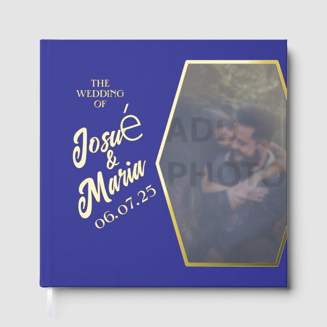 Livre D'or Ajouter Photo Blue Mariage Foil Guides (Recto)