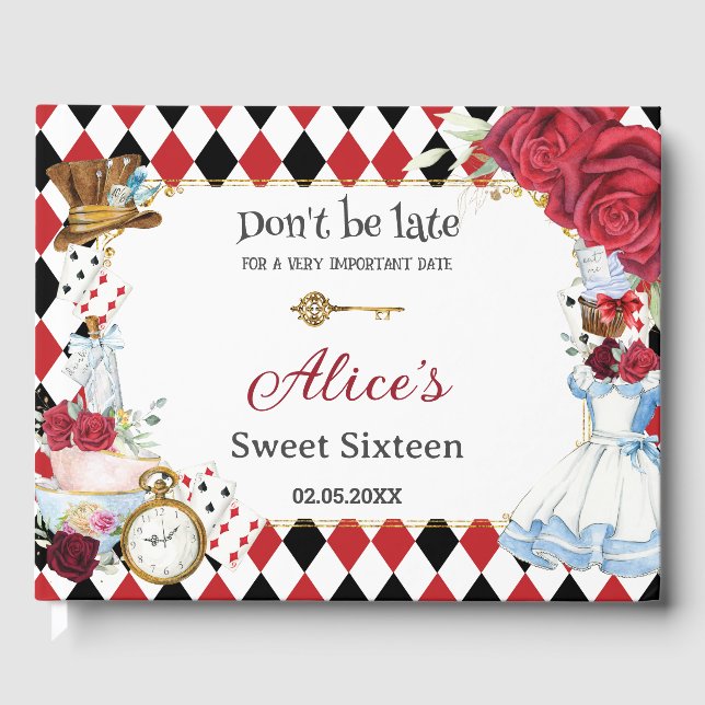 Livre D'or Alice au Pays des Merveilles Douze ans Mariée Bébé (Recto)