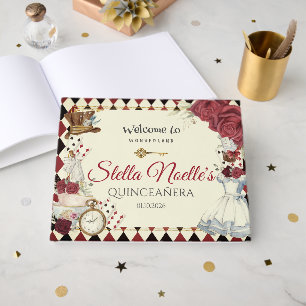 Livre D'or Alice au Pays des Merveilles Quinceanera Anniversa