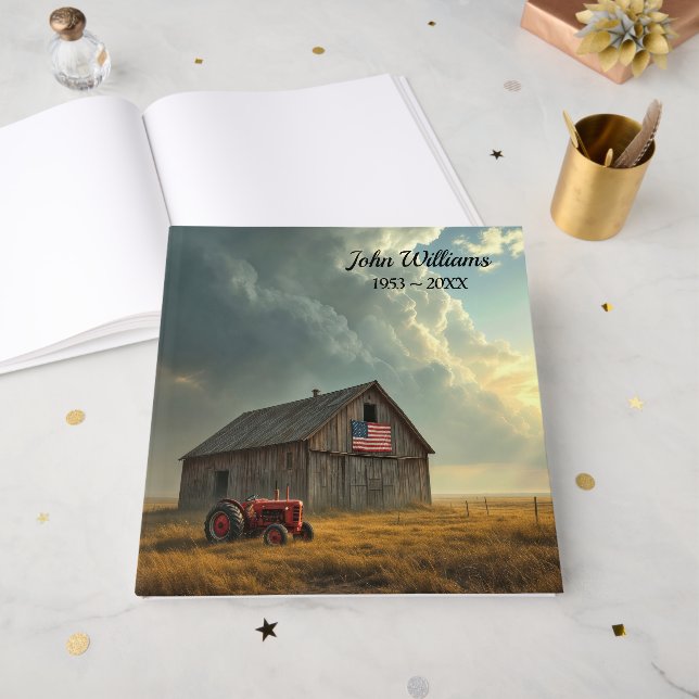 Livre D'or American Flag On a Farm Barn (Recto ouvert)
