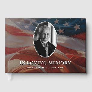 Livre D'or American Flag Patriotique Photo Funeral Memorial