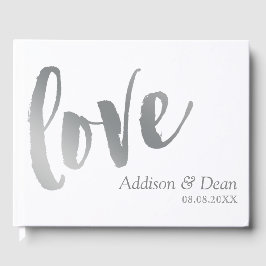 Livre D'or Amour | Mariage de script Silver Brush