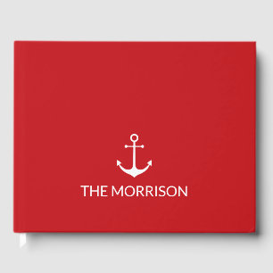 Livre D'or Ancrage nautique rouge Custom Boat Name élégant