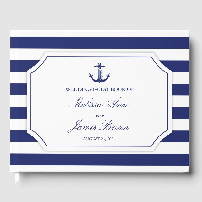 Livre D'or Ancre nautique   Bleu Mariage (Recto)