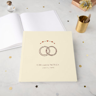 Livre D'or Anneaux et cœurs crème élégants