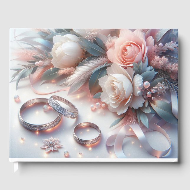 Livre D'or Anneaux et fleurs mariages (Recto)
