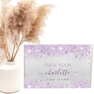 Livre D'or Anniversaire argent violet parties scintillant pou
