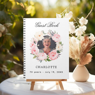 Livre d'or anniversaire blanc photo florales budge