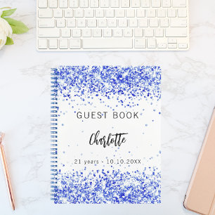 Livre d'or anniversaire bleu royal confettis blanc
