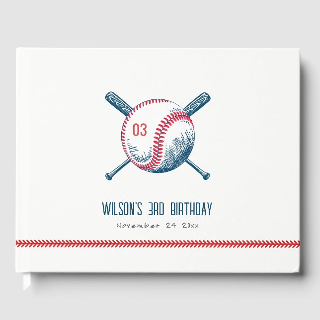 Livre D'or Anniversaire de enfant de baseball rouge de la Mar (Recto)