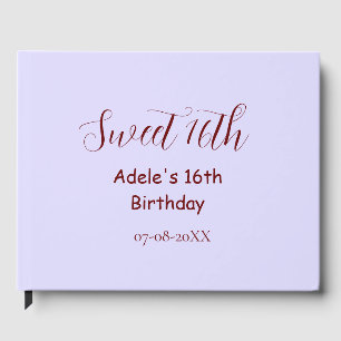 Livre D'or Anniversaire des 16 ans doux violet pastel mauve r