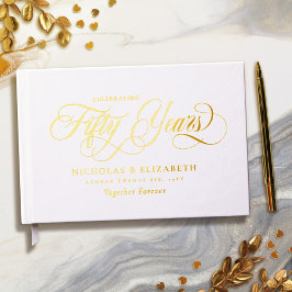 Livre D'or Anniversaire du 50e Mariage de White Gold Foil