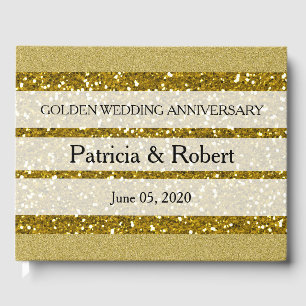 Livre D'or Anniversaire du Mariage d'or Parties scintillant