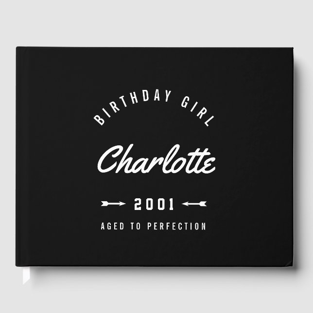 Livre D'or Anniversaire Fille Âgée À Perfection Rétro (Recto)