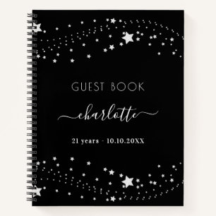 Livre d'or anniversaire noir argent étoile nom