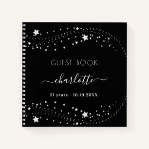 Livre d'or anniversaire noir argent étoile nom