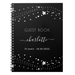 Livre d'or anniversaire noir argent étoile nom