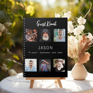 Livre d'or anniversaire photo collage noir budget