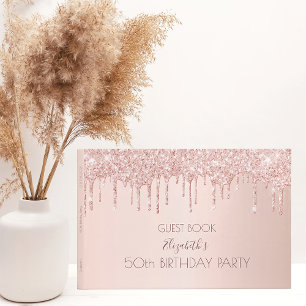Livre D'or Anniversaire rose or parties scintillant gouttes r