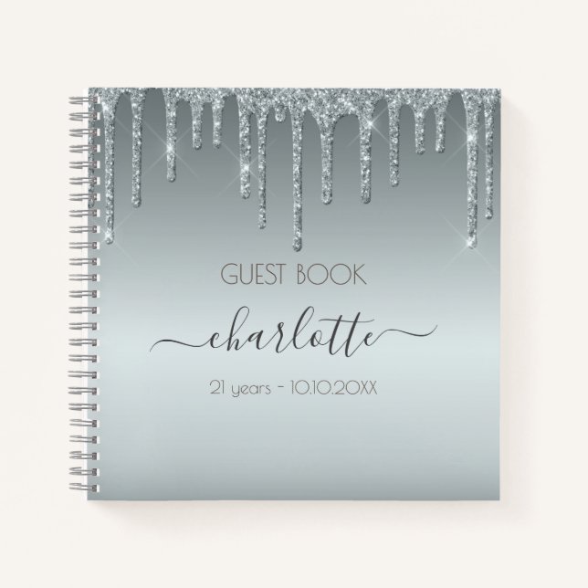Livre d'or anniversaire Silver Textures parties sc (Devant)