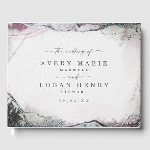 Livre D'or Aquarelle Abstraite moderne Mariage violet clair