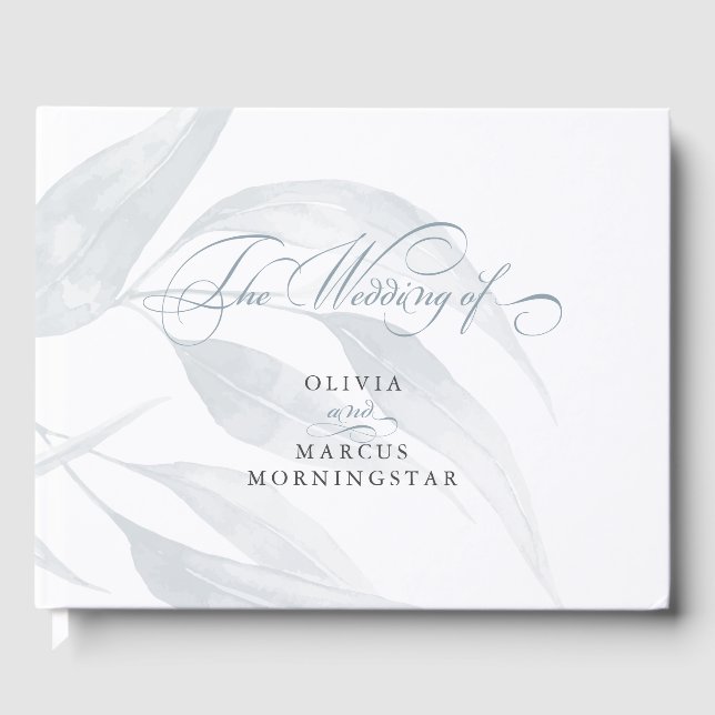 Livre D'or Aquarelle bleu Dusty Eucalyptus Feuilles (Recto)