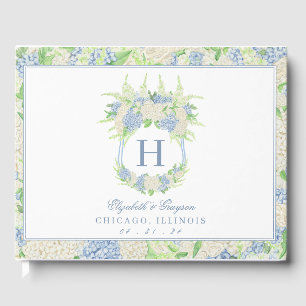 Livre D'or Aquarelle Bleu et Blanc Hydrangea Crest