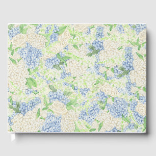 Livre D'or Aquarelle Bleu et Blanc Hydrangea Crest