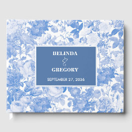 Livre D'or Aquarelle bleue Mariage de fleurs botaniques