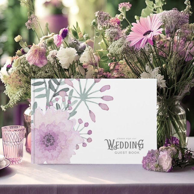 Livre D'or Aquarelle Bouquet Mariage Lilac ID654 (Créateur téléchargé)
