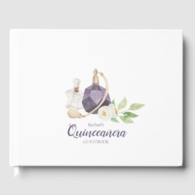 Livre D'or Aquarelle Bouteille de Parfum Quinceanera Annivers (Recto)