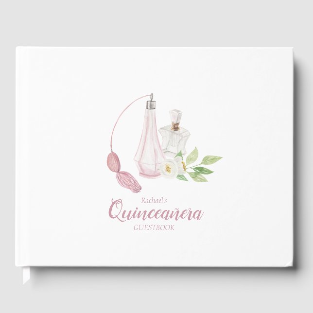 Livre D'or Aquarelle Bouteille de Parfum Quinceanera Annivers (Recto)