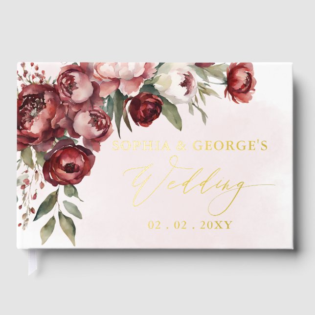 Livre D'or Aquarelle Burgundy Blush FlorMariage (Recto)