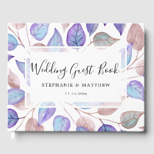 Livre D'or Aquarelle de feuillage moderne Mariage peint viole