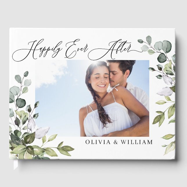 Livre D'or Aquarelle Eucalyptus Mariage PHOTO (Recto)