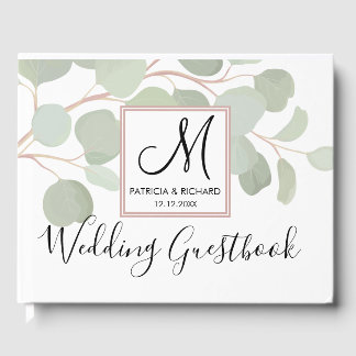 Livre D'or Aquarelle Eucalyptus Monogramme Mariage