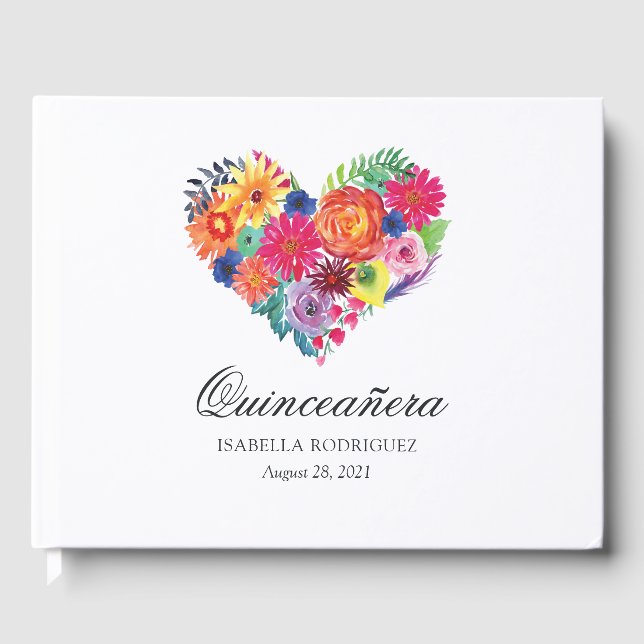Livre D'or Aquarelle Fiesta Quinceañera (Recto)