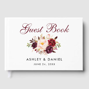 Livre D'or Aquarelle Floral Bourgogne Mariage