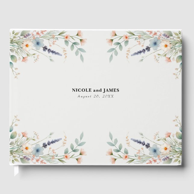 Livre D'or Aquarelle Floral Fleur sauvage Printemps mariage (Recto)